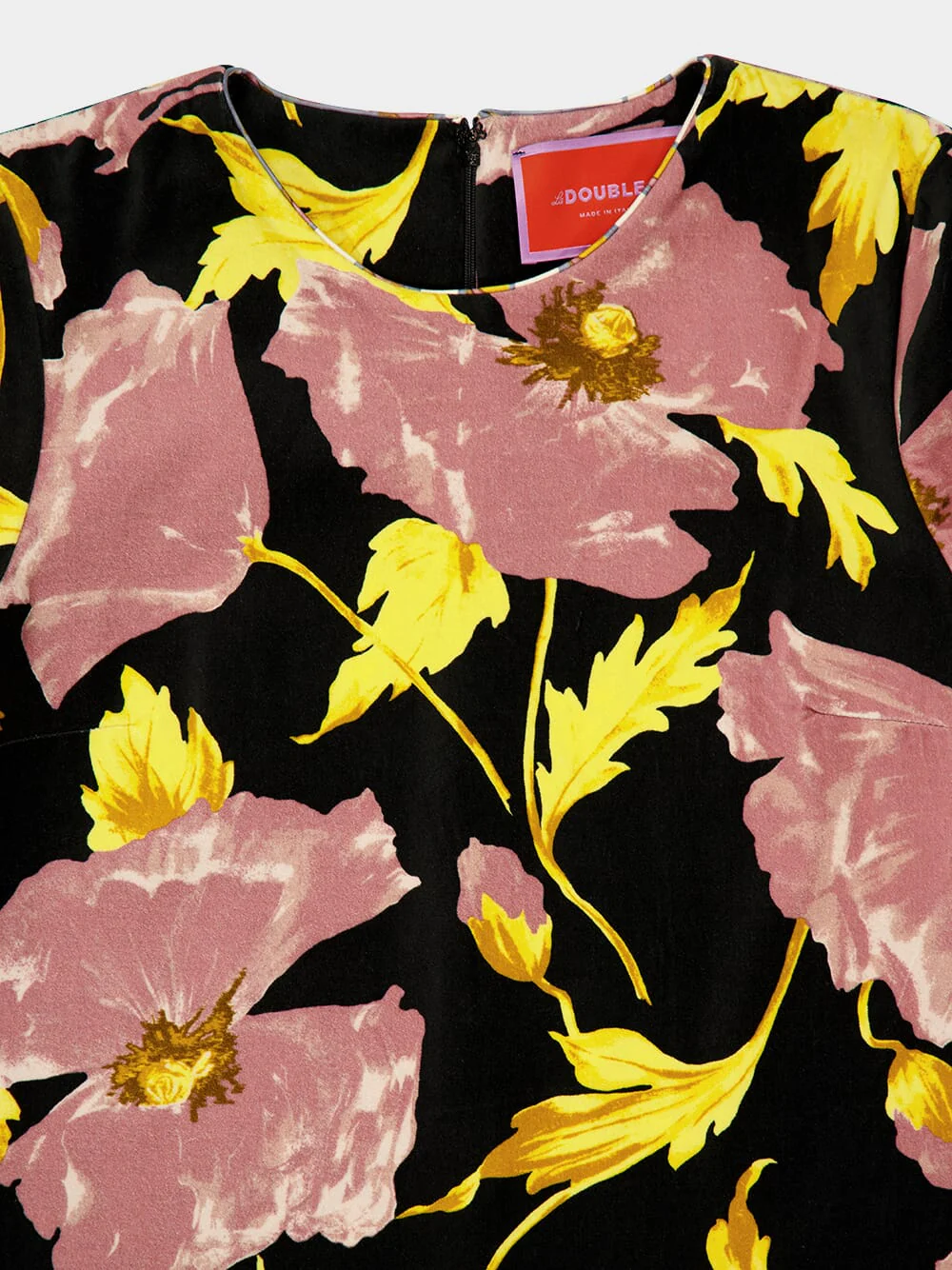 Black Floral Mini Swing Cotton Dress - Image 3