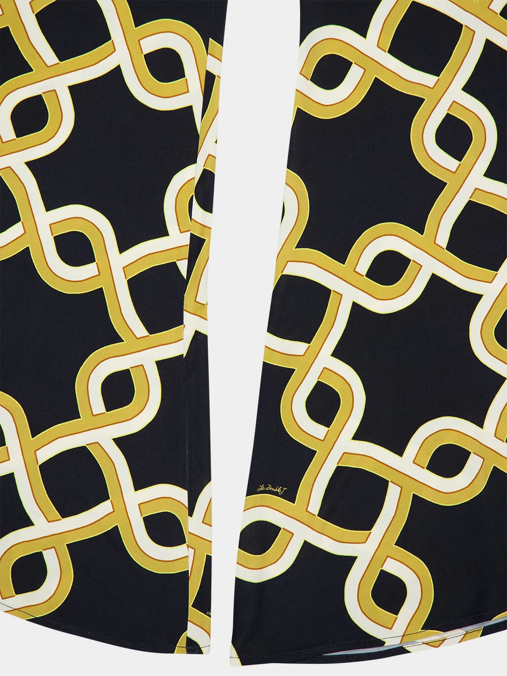 Black Graphic Print Flared Trousers - Image 4