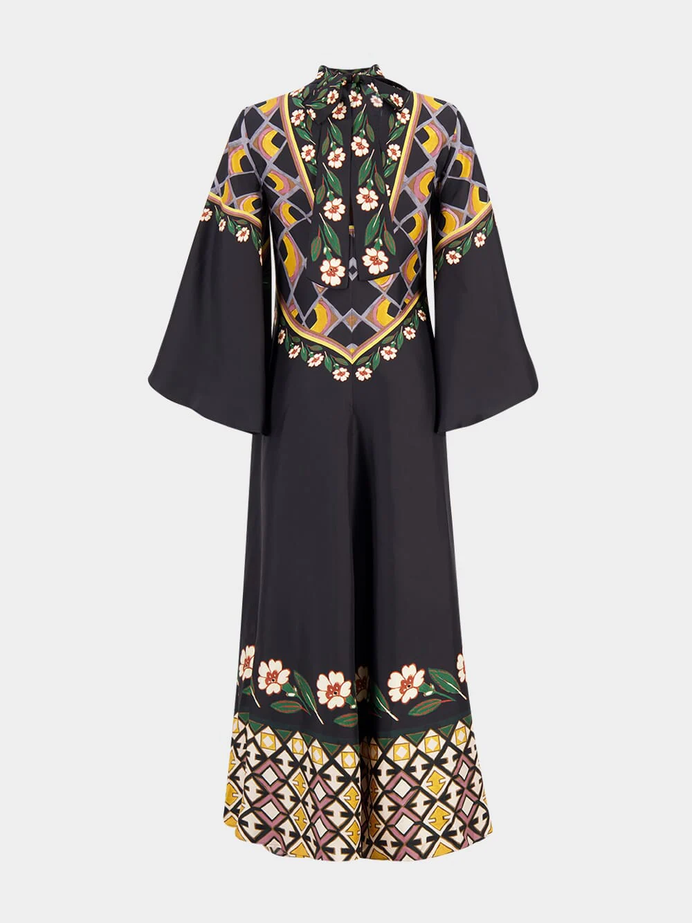 Black Magnifico Open Neck Silk Maxi Dress - Image 2