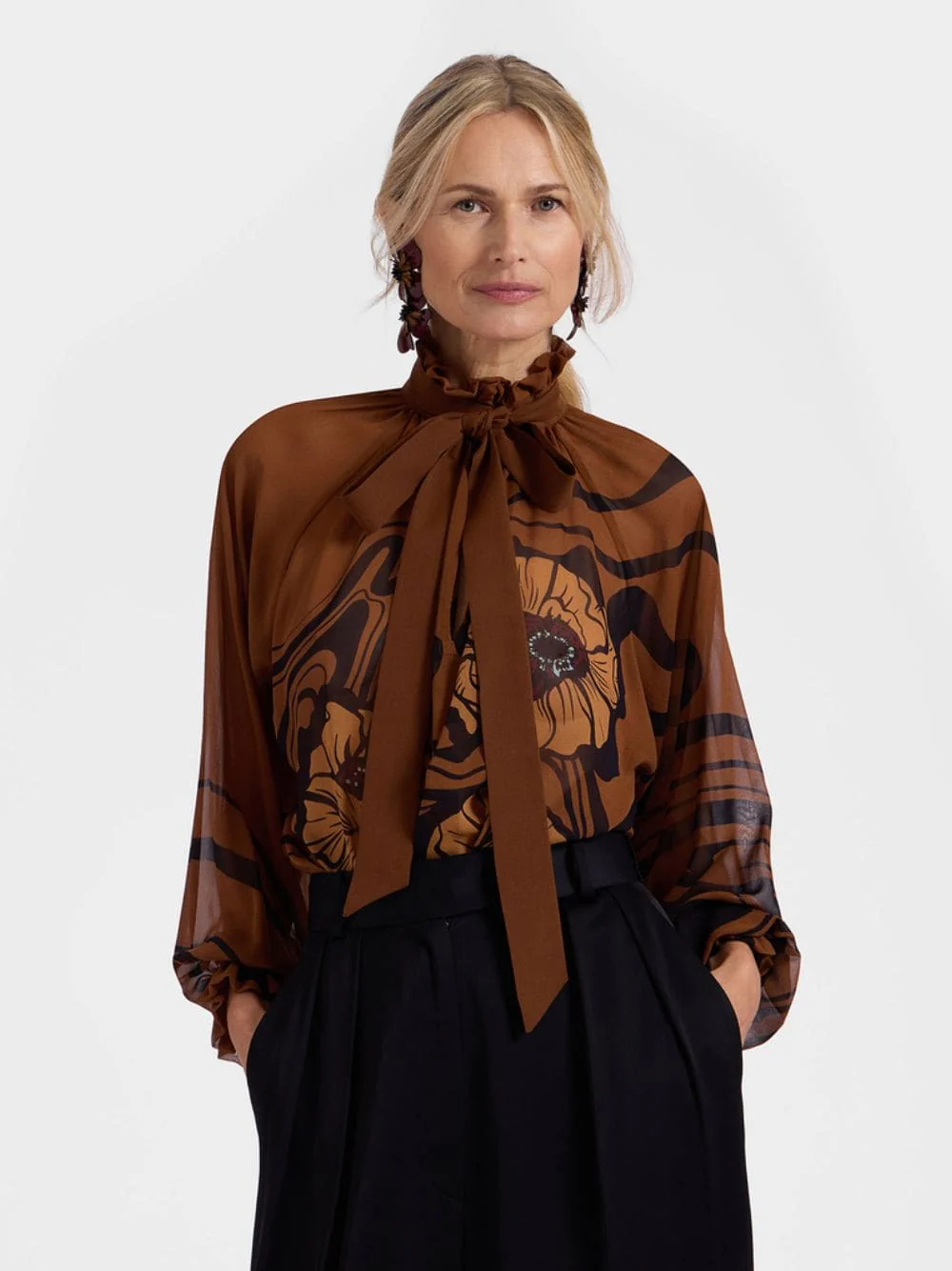 Brown Cerere Blouse Big Blooms - Image 2