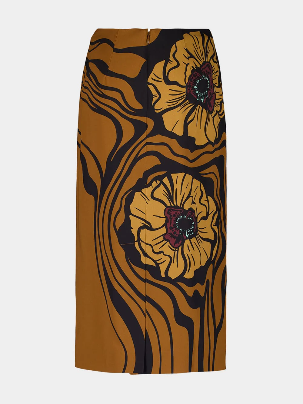 Brown Floral Pencil Skirt Placée - Image 3