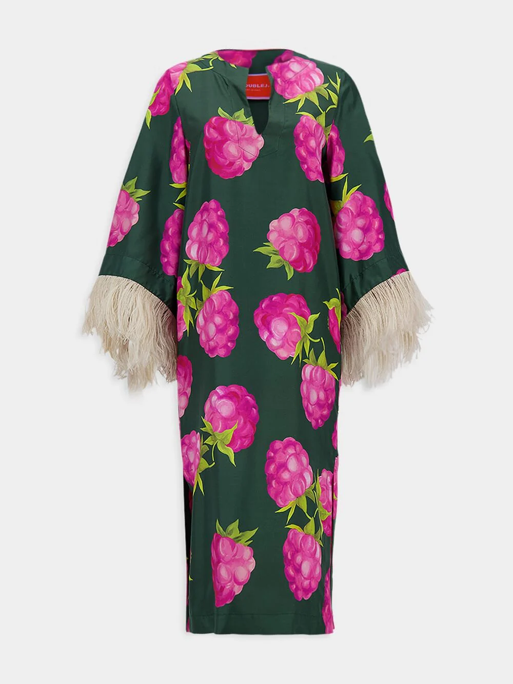 Lampone Feathered Silk Kaftan