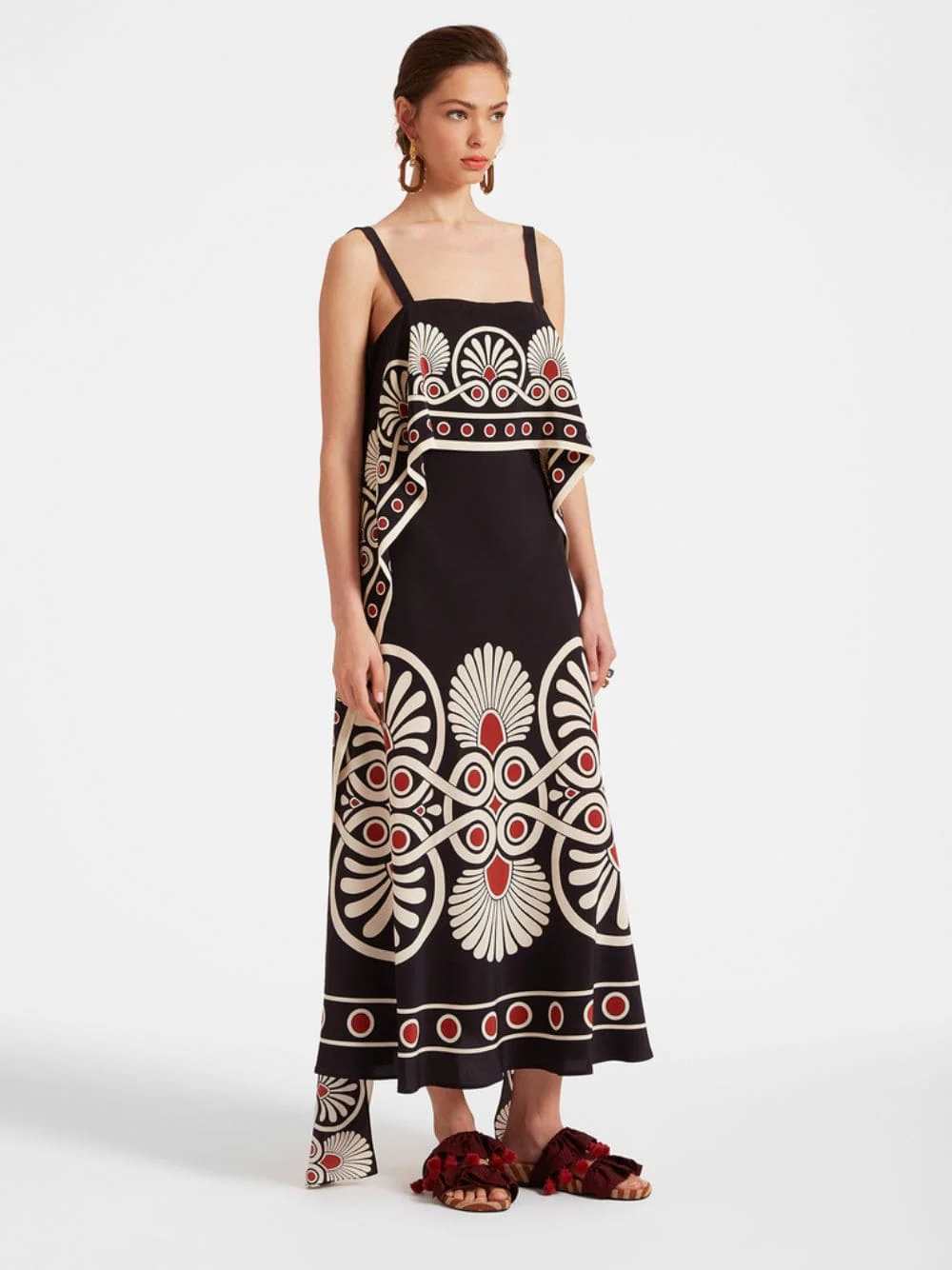 Medallion Placée Black Slip-Around Dress