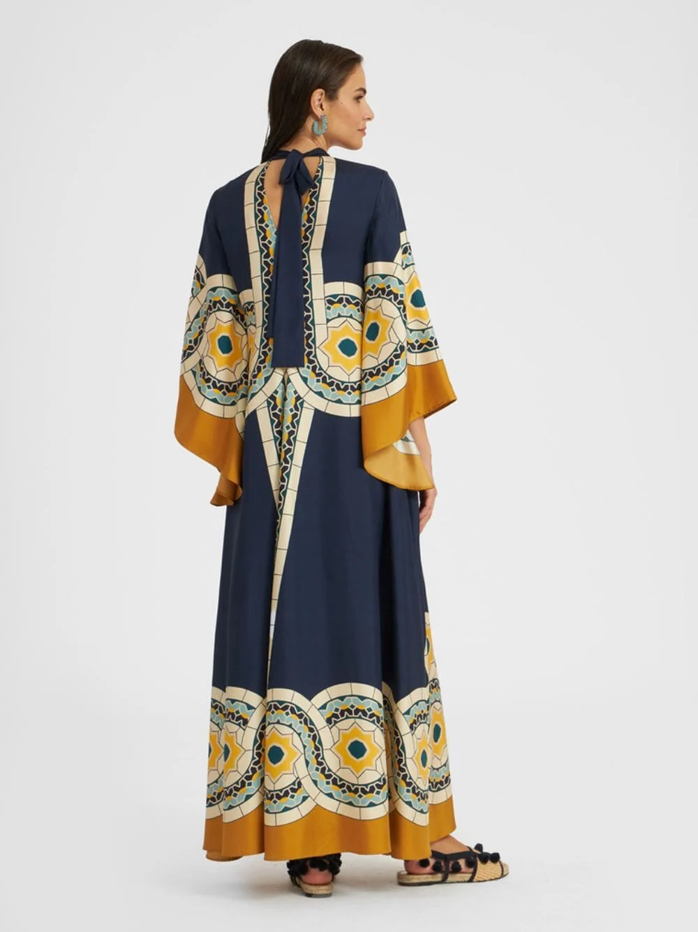 Mudejar Blue Silk Maxi Dress - Image 4