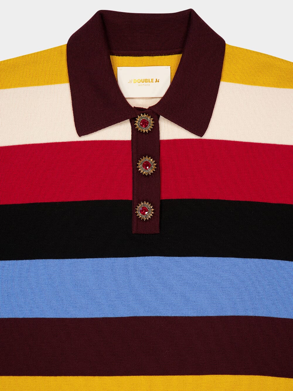 Striped Midi Polo Dress in Merino Wool - Image 3