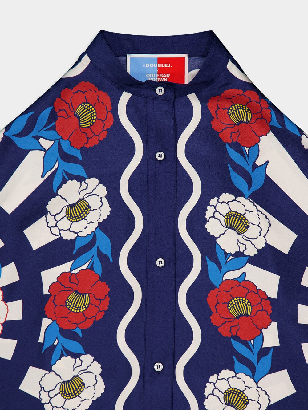 x Orlebar Brown Whitsun Placée Blue Foulard Silk Shirt - Image 5