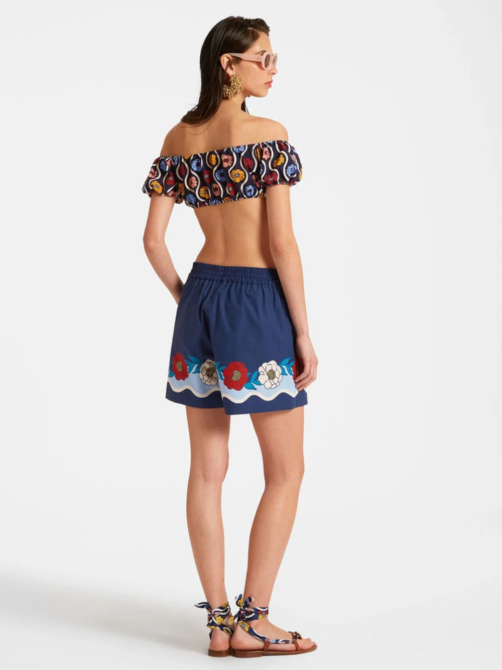 x Orlebar Brown Whitsun Placée Blue Pull-Up Shorts - Image 4