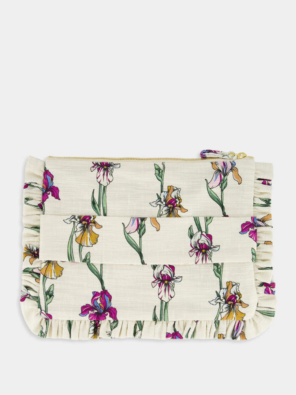 Cream Mini Iris Embroidered Cotton Clutch - Image 2