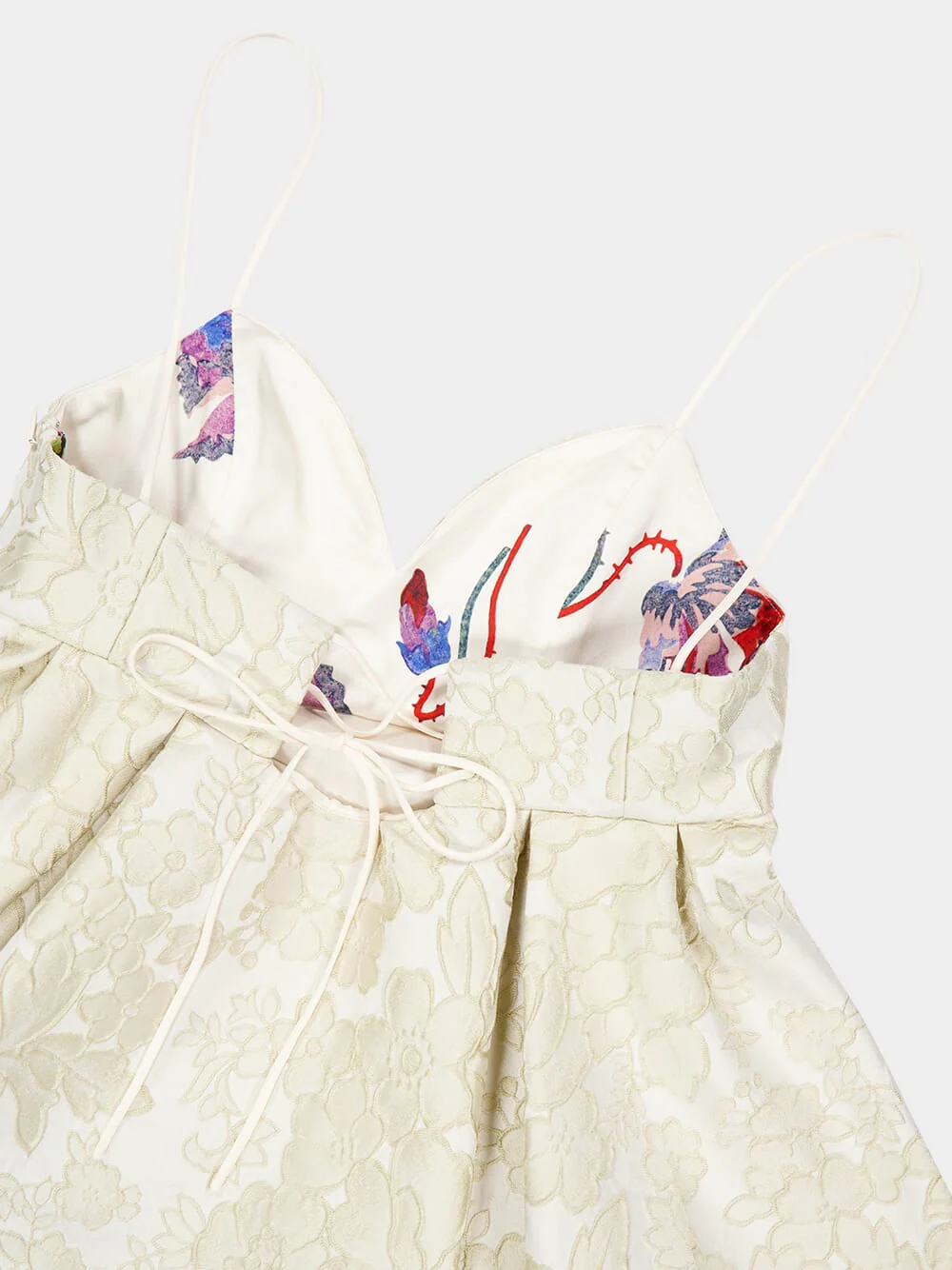 Cream Peony Satin V-Neck Top - Image 3