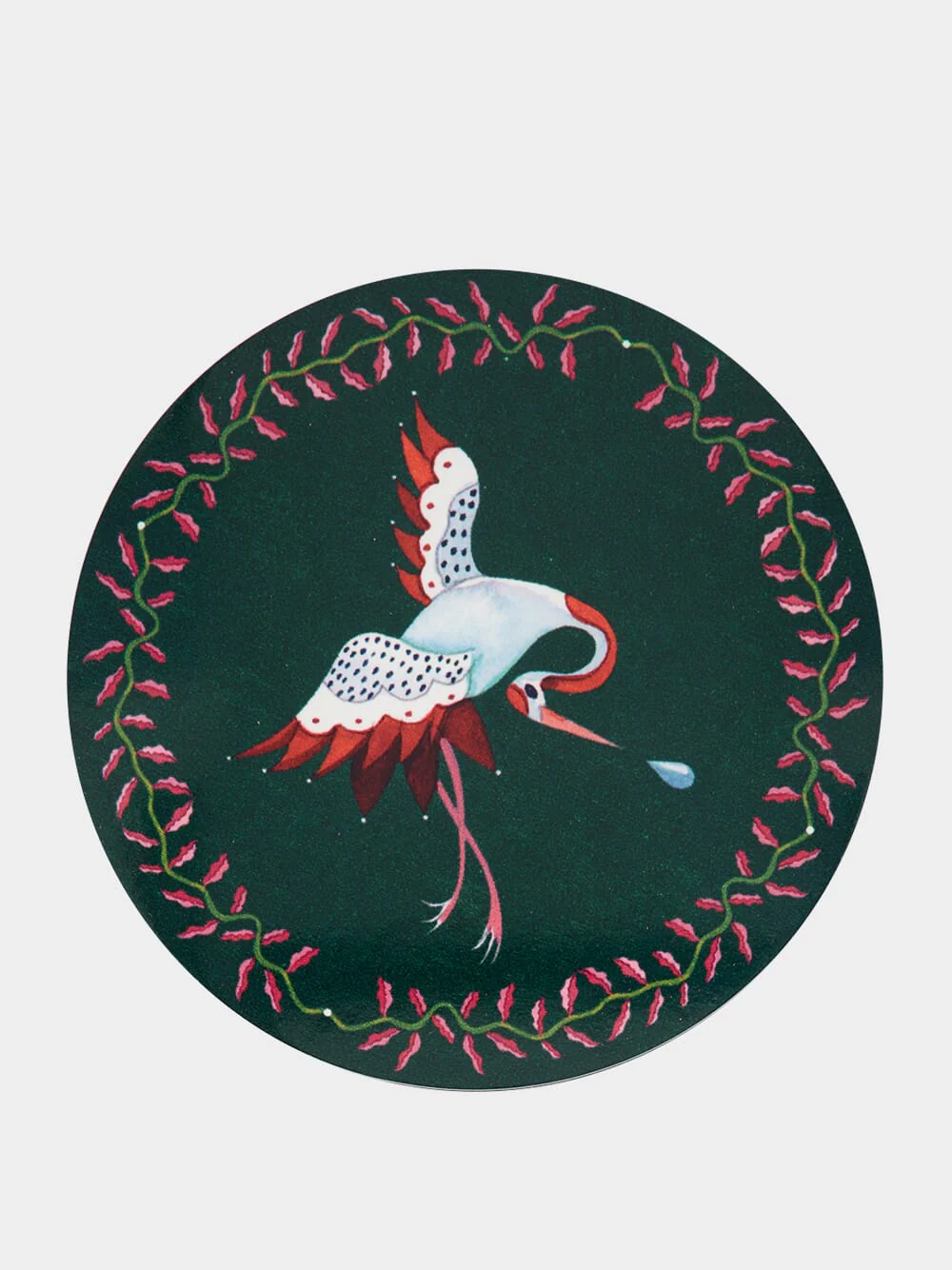 Dark Green Flora Fauna Cork Coasters Set of 4 - Image 6