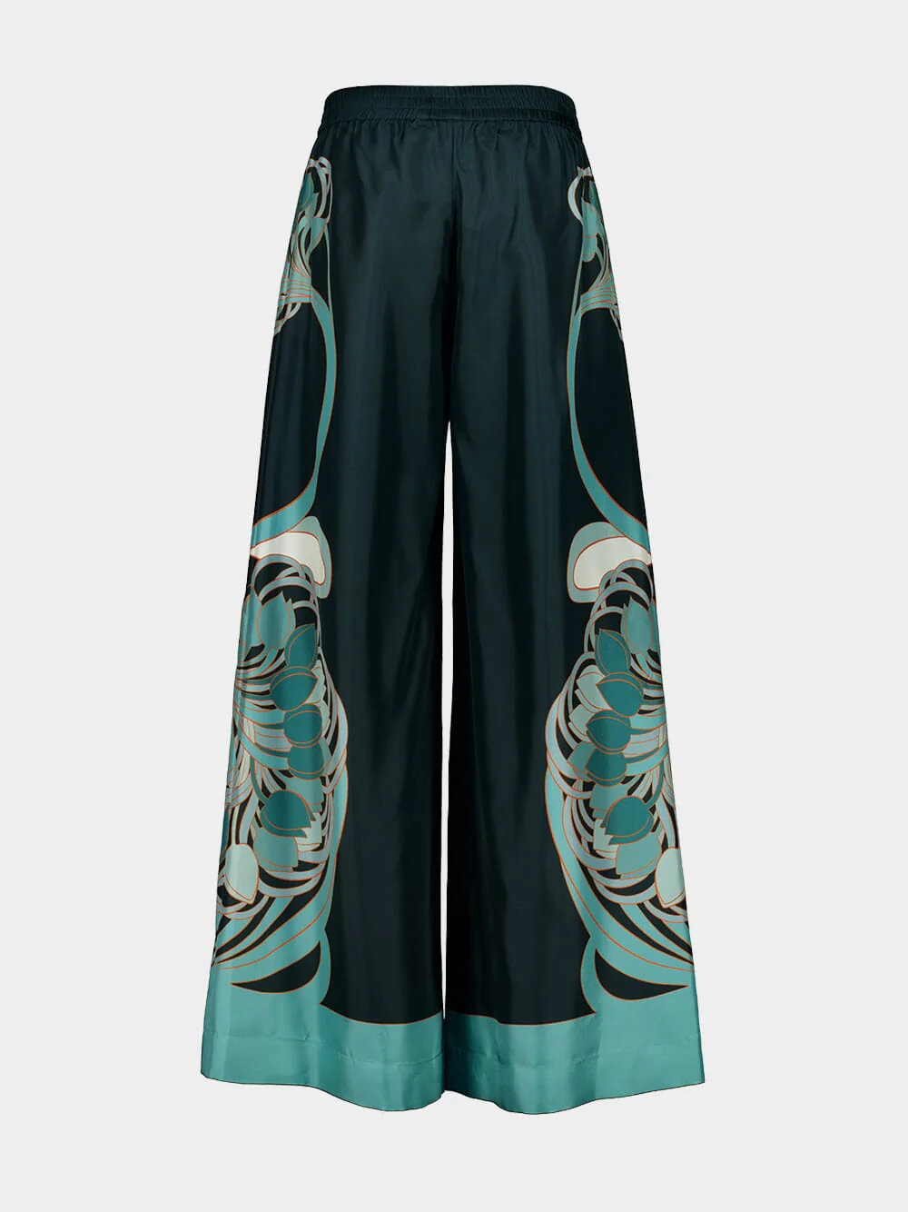 Dark Green Placée Silk Palazzo Pants - Image 2