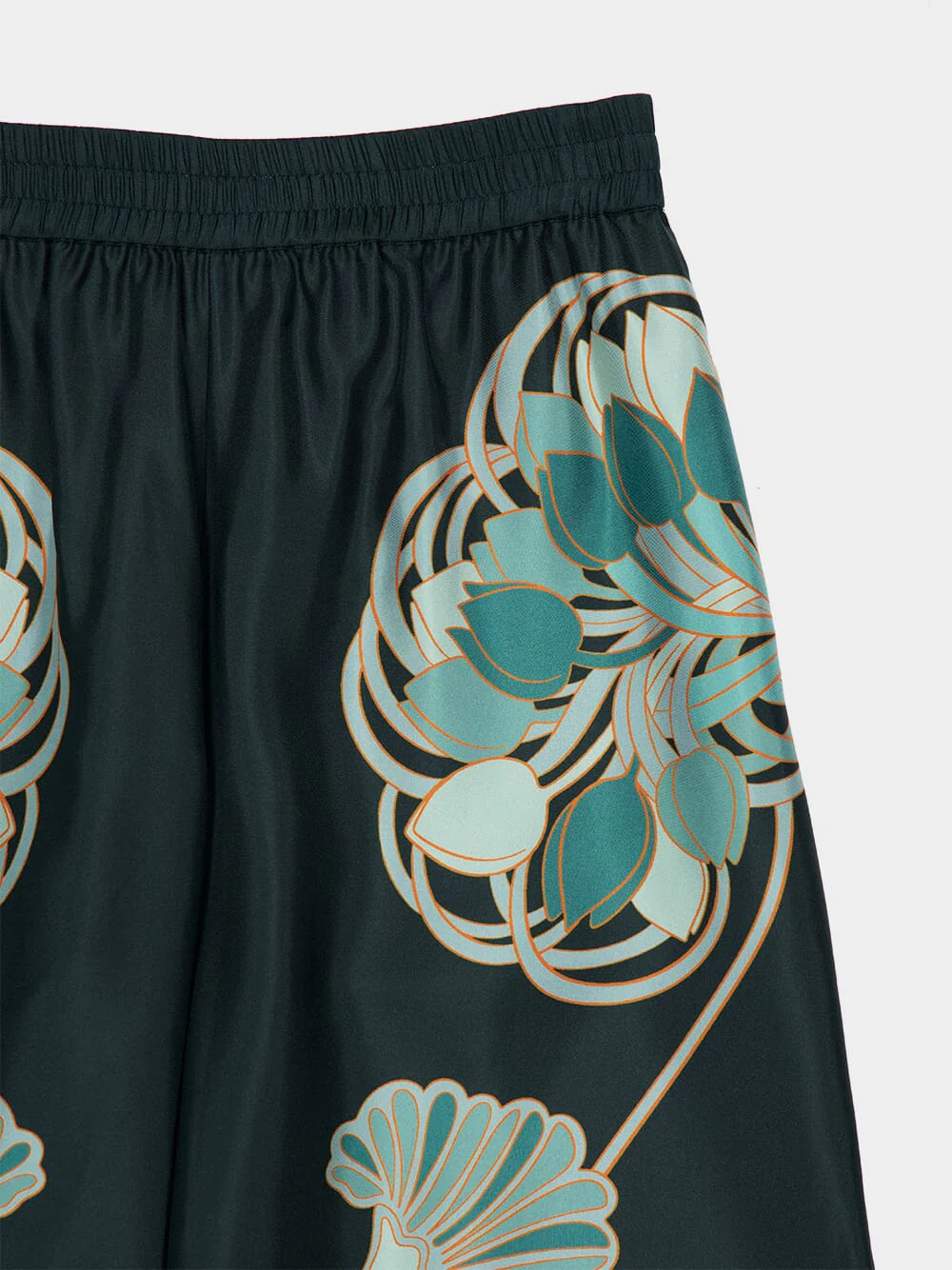 Dark Green Placée Silk Palazzo Pants - Image 3