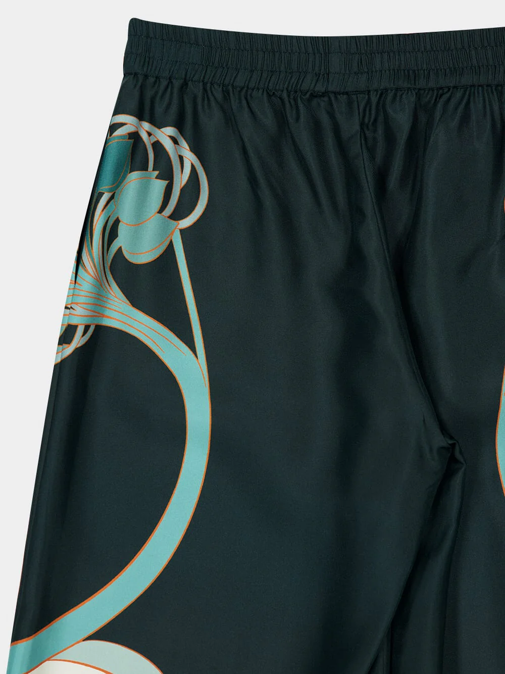 Dark Green Placée Silk Palazzo Pants - Image 4