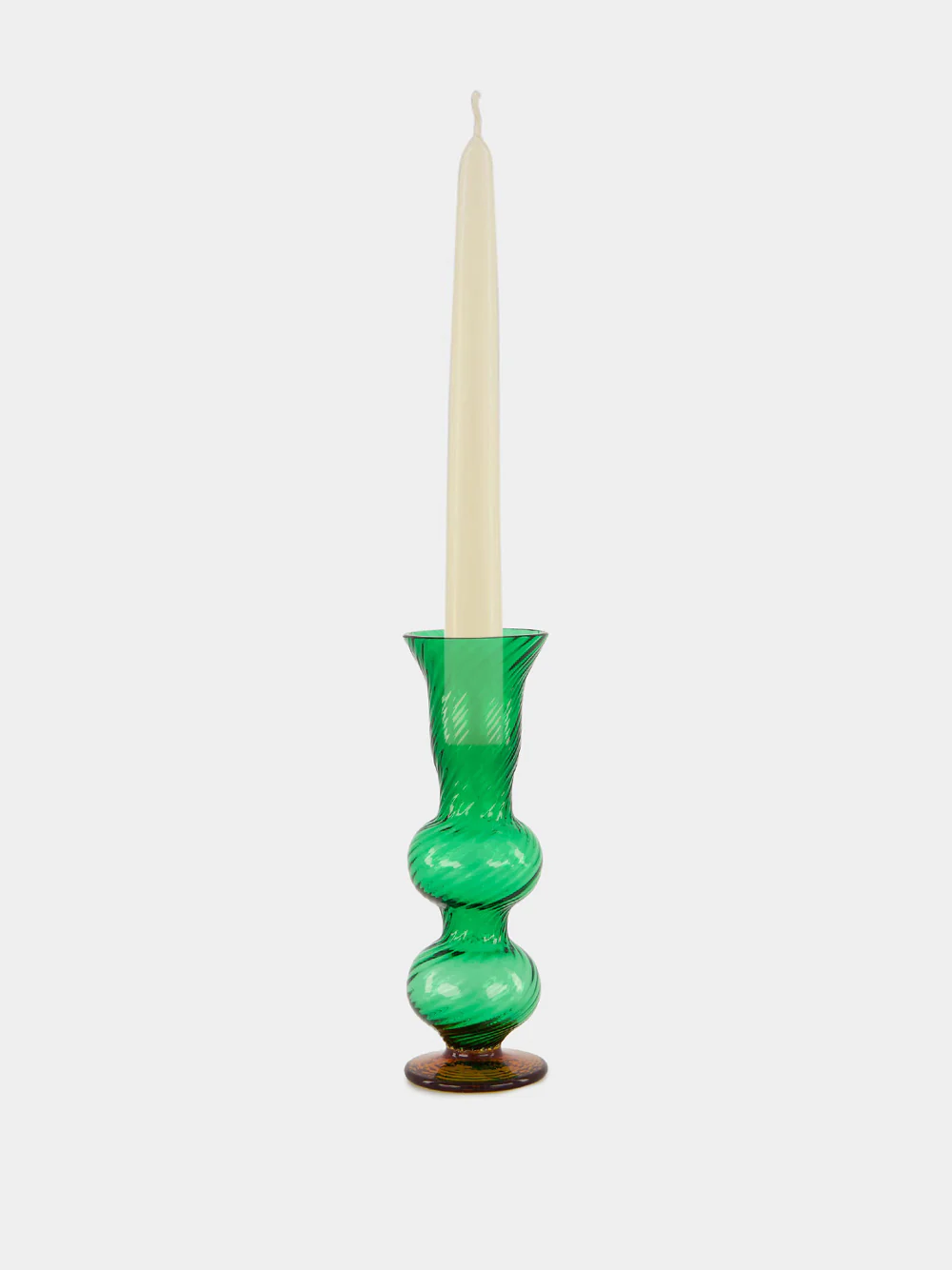 Green Murano Glass Bubble Candlestick