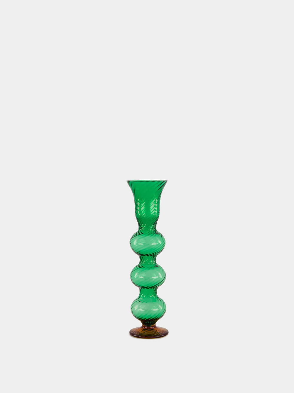 Green Murano Glass Triple-Bubble Candlestick - Image 2