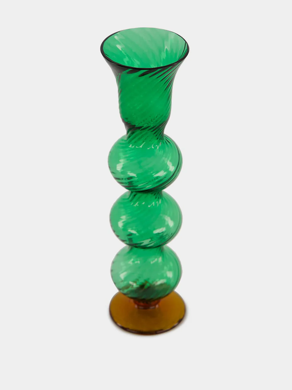 Green Murano Glass Triple-Bubble Candlestick - Image 3