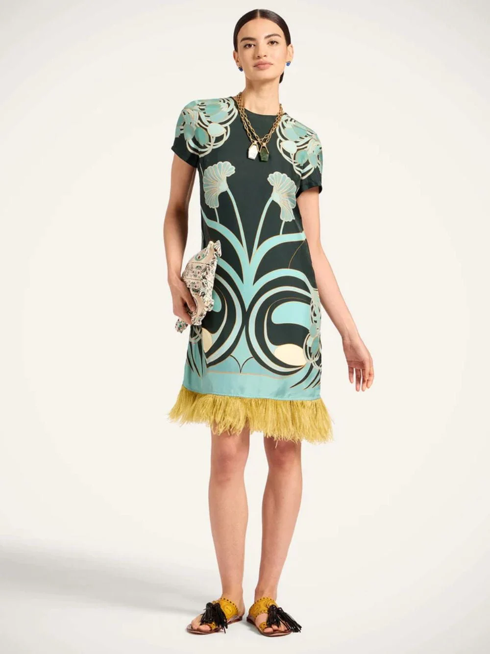 Blooming Tulip Placée Dark Green Mini Swing Dress - Image 2