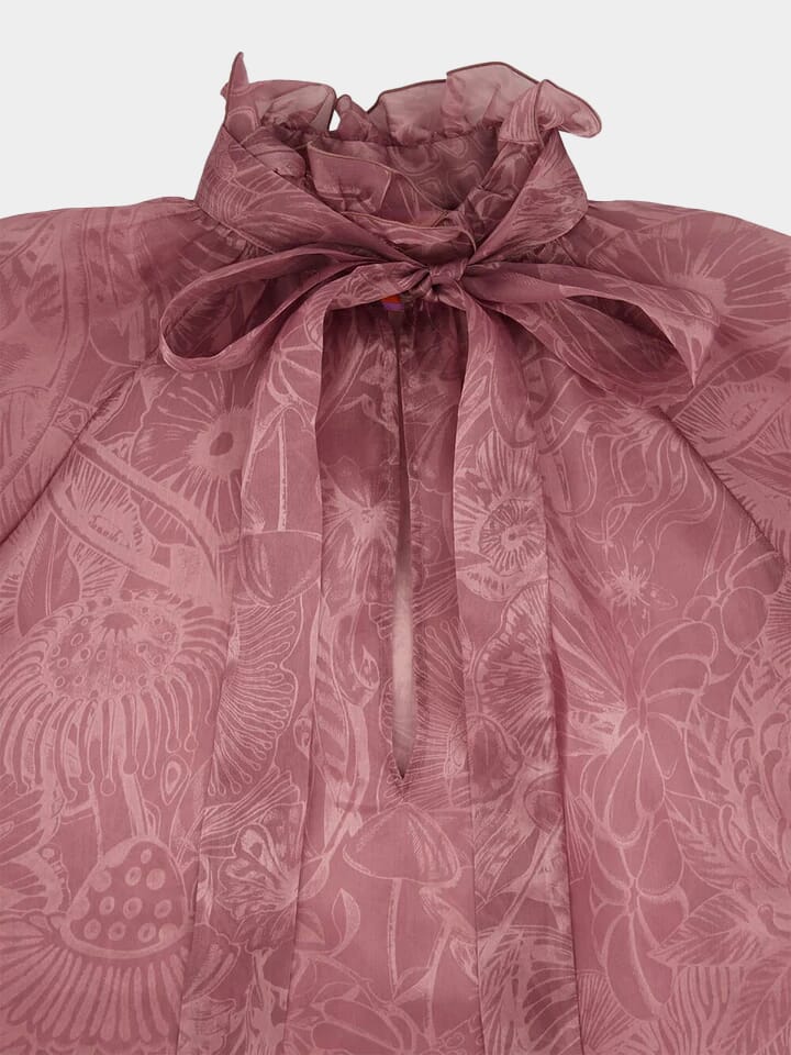 Dusty Pink Silk Organdie Cerere Blouse - Image 4