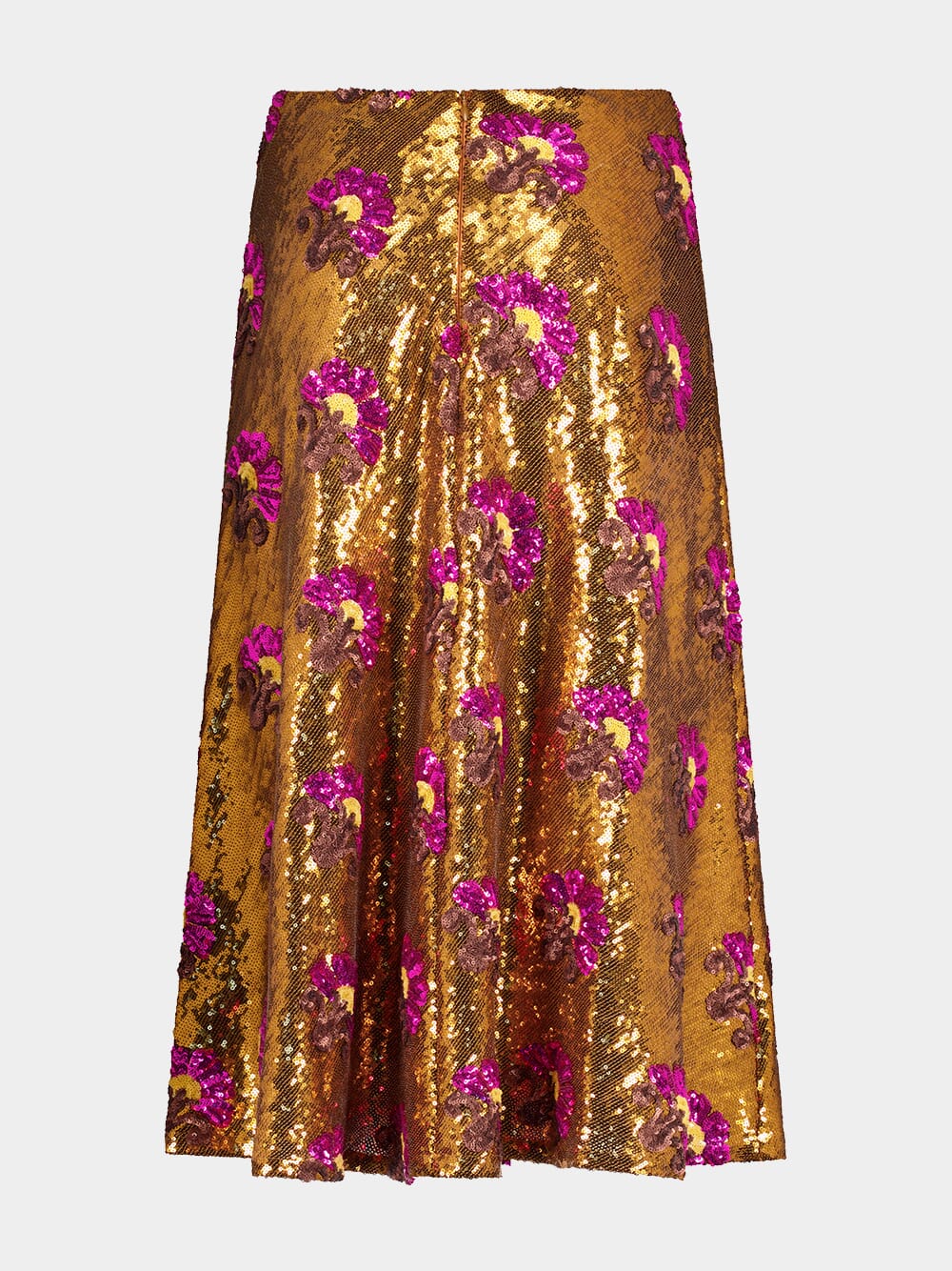Gold Sequin Floral Midi Skirt - Image 2