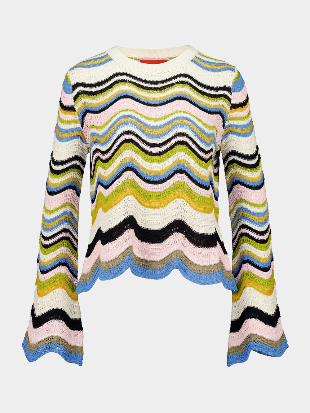 Green and Pink Chevron Crop Sweater