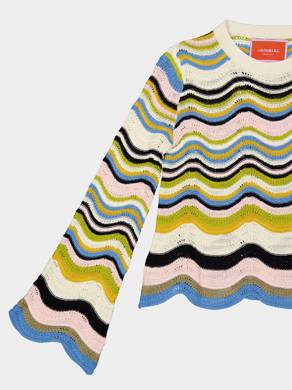 Green and Pink Chevron Crop Sweater - Image 6