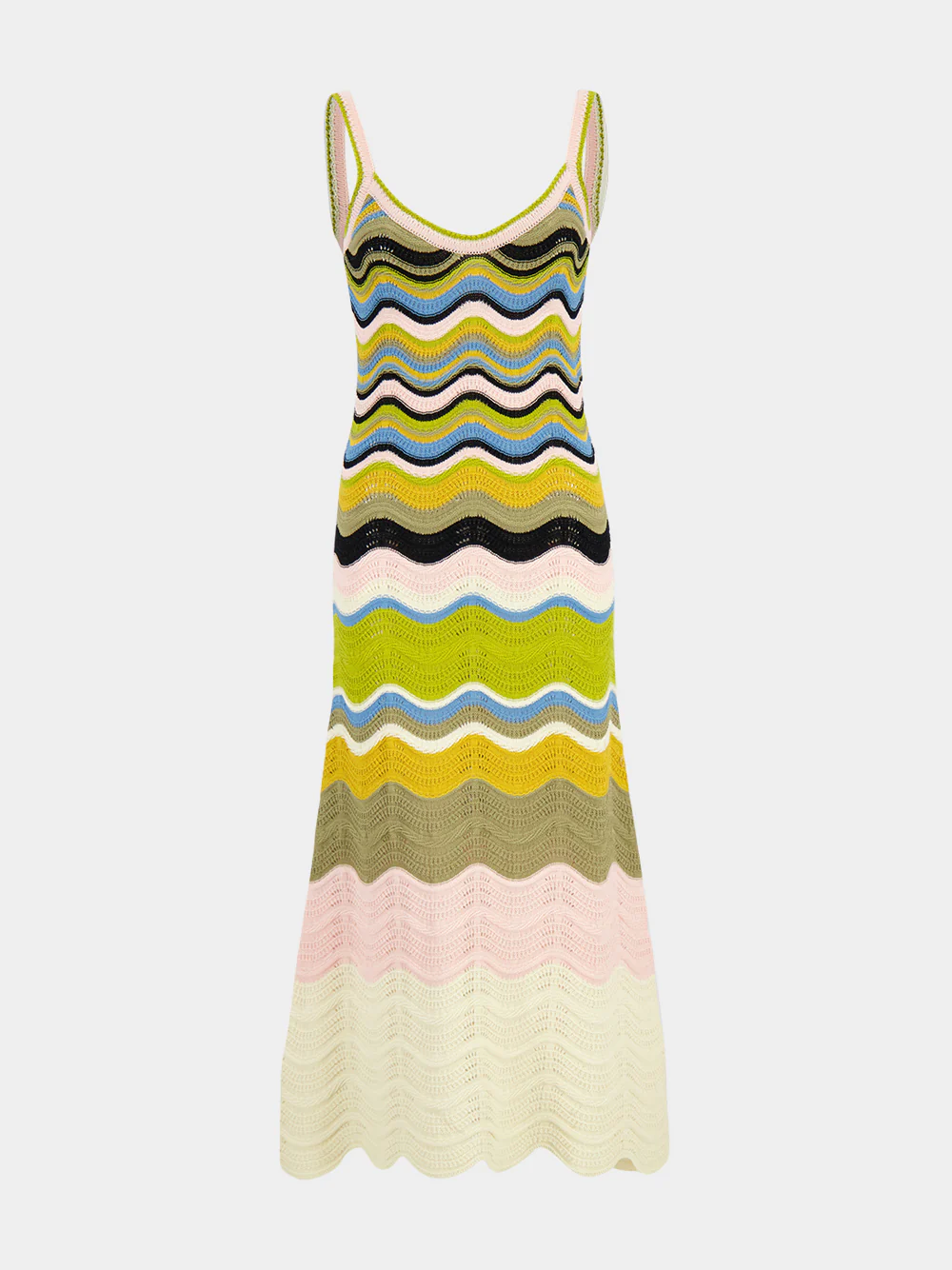 Green and Pink Cotton Knit Chevron Sundress