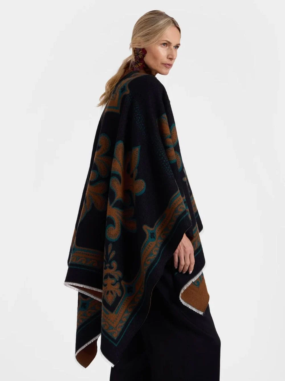 Herald Black Wool-Silk Poncho - Image 3