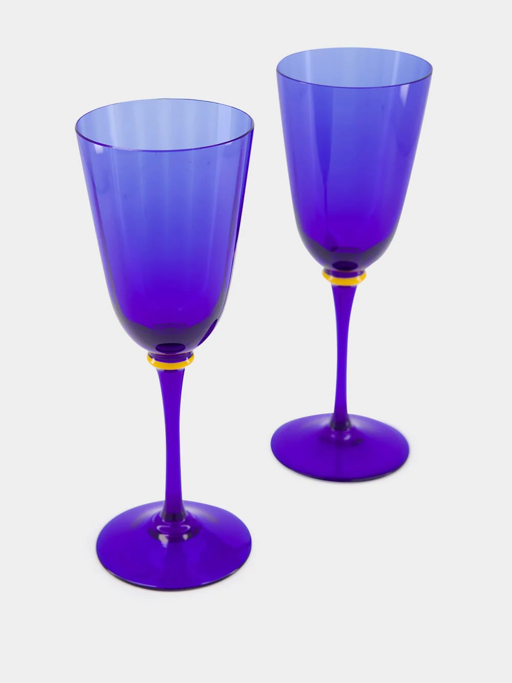 Set Of 2 Blue Murano Wine Glasses - Image 2