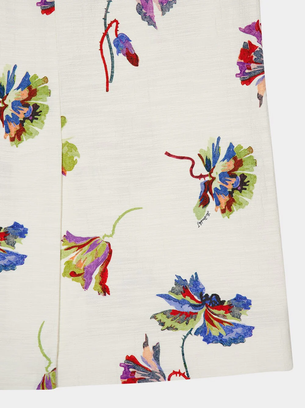 Infiorata Floral Cotton Midi Skirt - Image 4