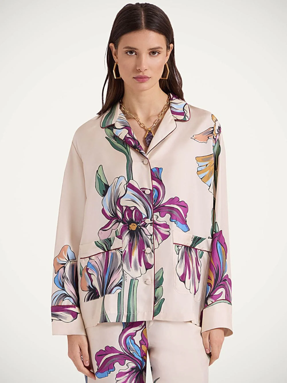 Iris Ivory Silk Twill Pajama Shirt