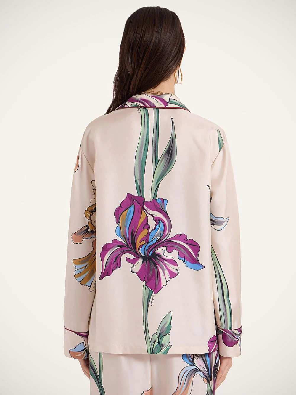 Iris Ivory Silk Twill Pajama Shirt - Image 3