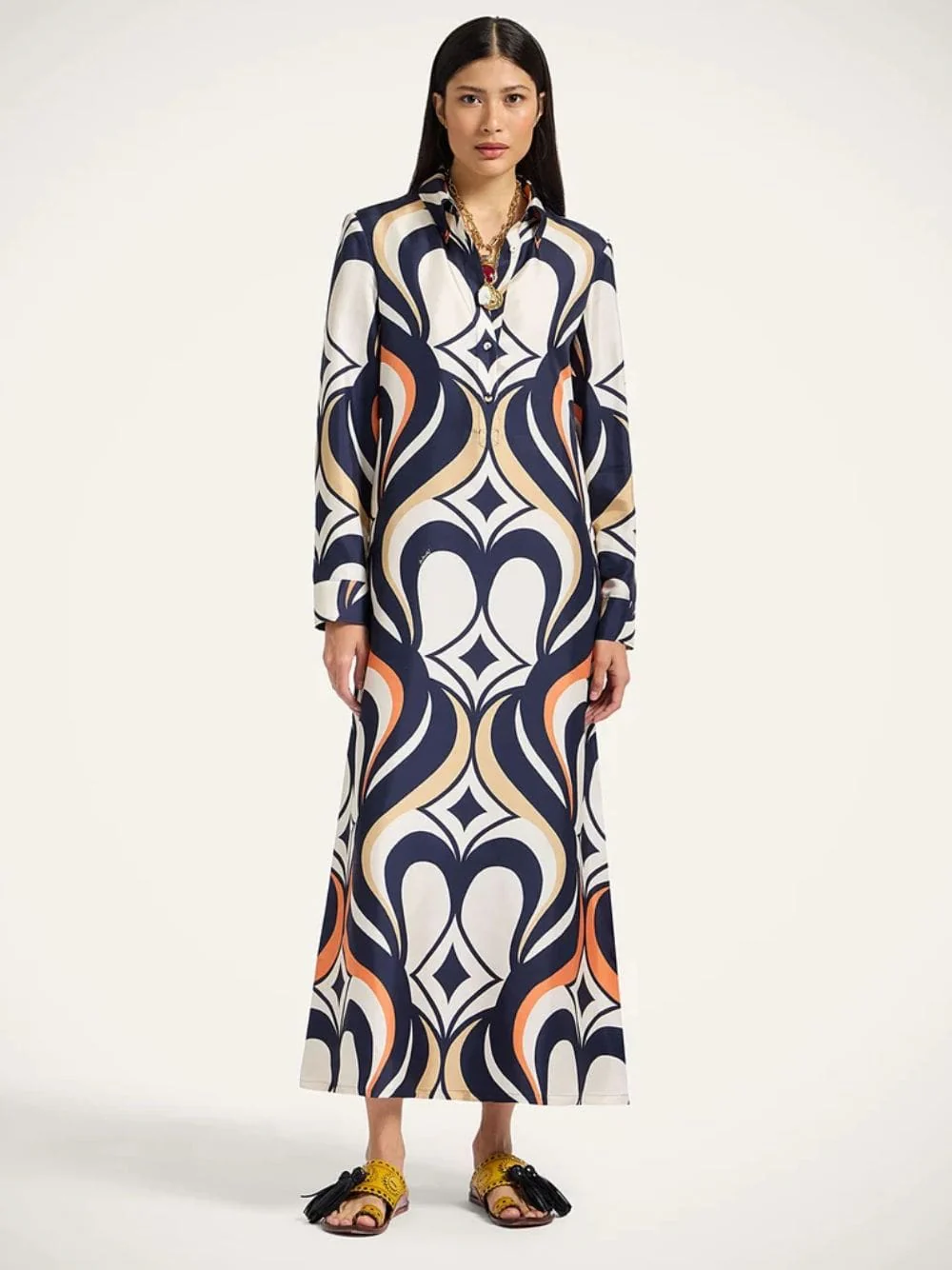 Jive Macro Silk Shirt Maxi Dress - Image 2