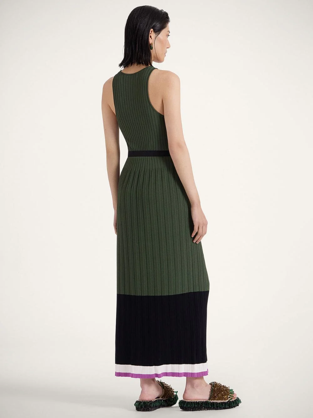 Knit Plissé Racer-Back Dress - Image 3