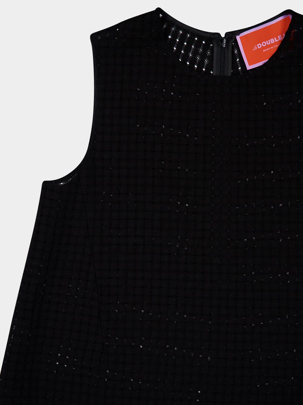 La Scala Black Sleeveless Top with Lace Hem - Image 3