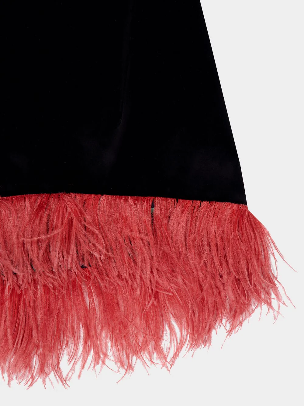 La Scala Black Velvet Top with Feather Hem - Image 4