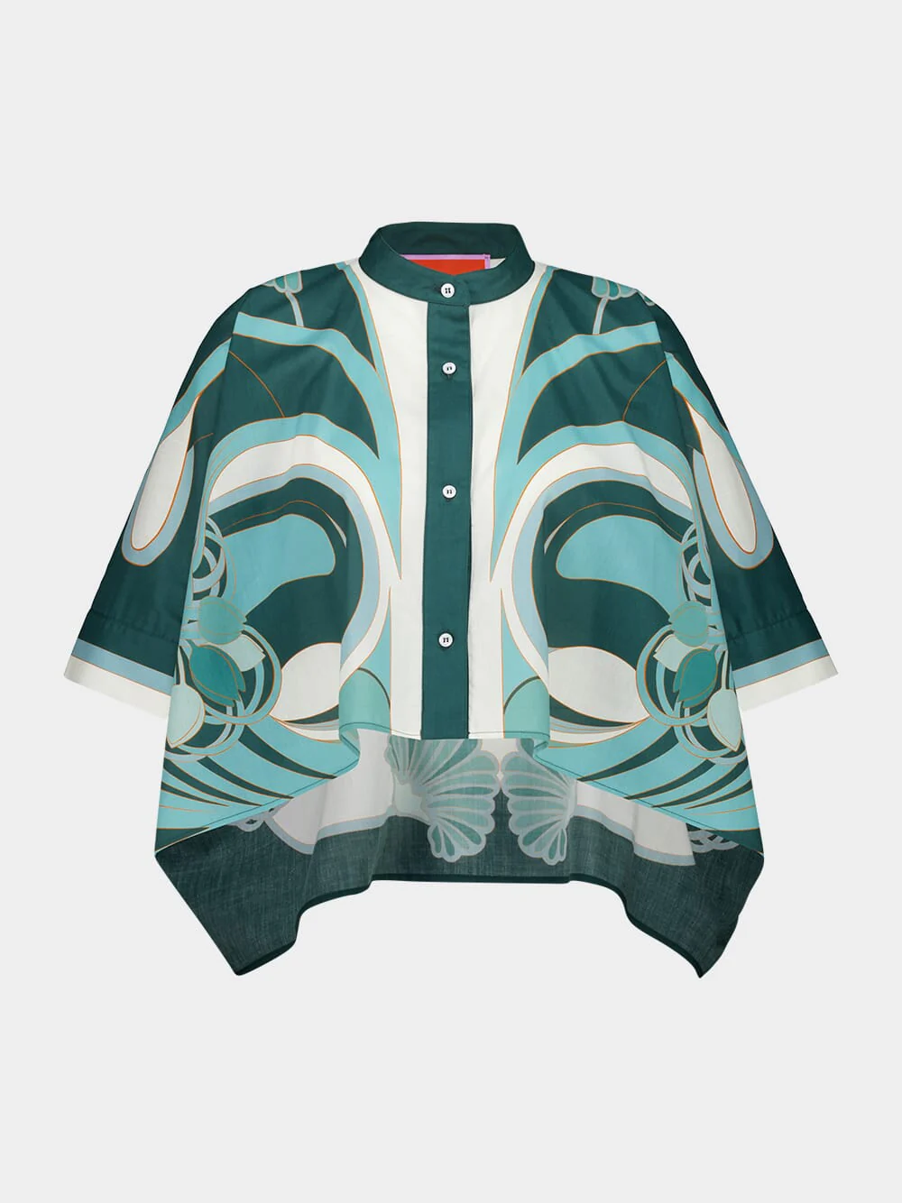 Mint Printed Cotton Foulard Short Sleeve Shirt