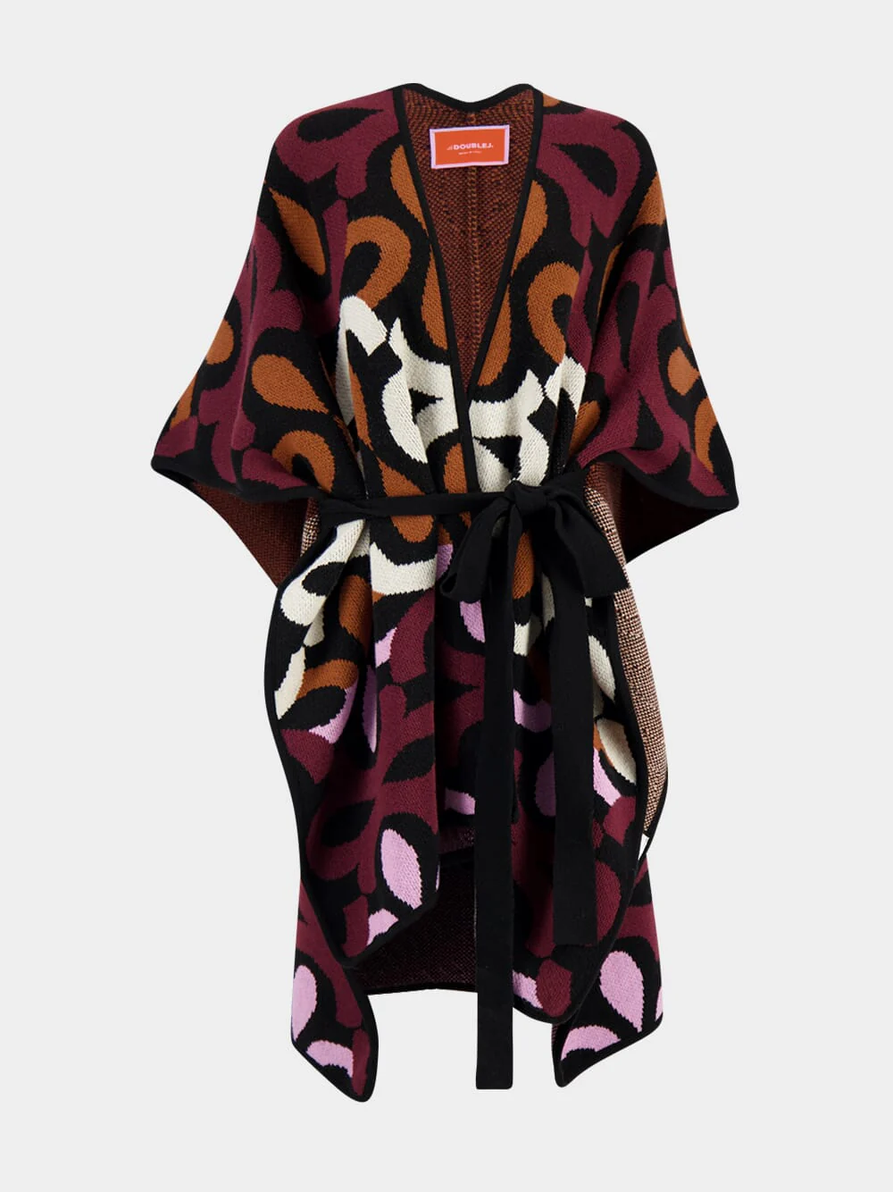 Multicolour Burgundy Wool Maiolika Robe - Image 2