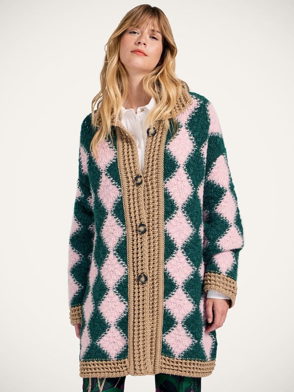 Multicolour Crochet Alpaca Bowling Cardigan - Image 2