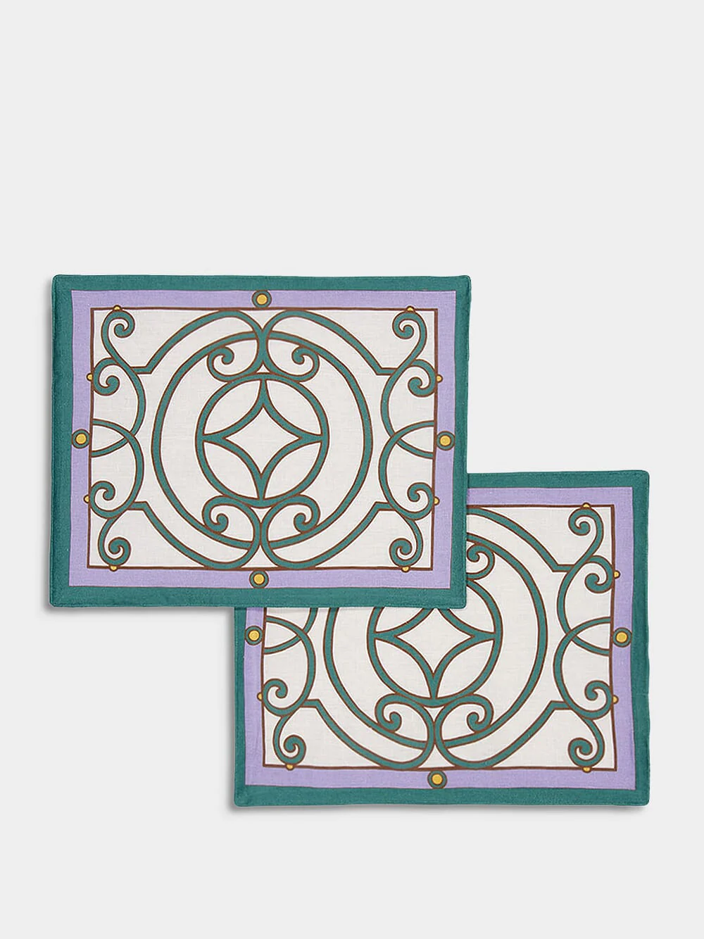 Set Of 2 Cortile Blue Linen Placemats