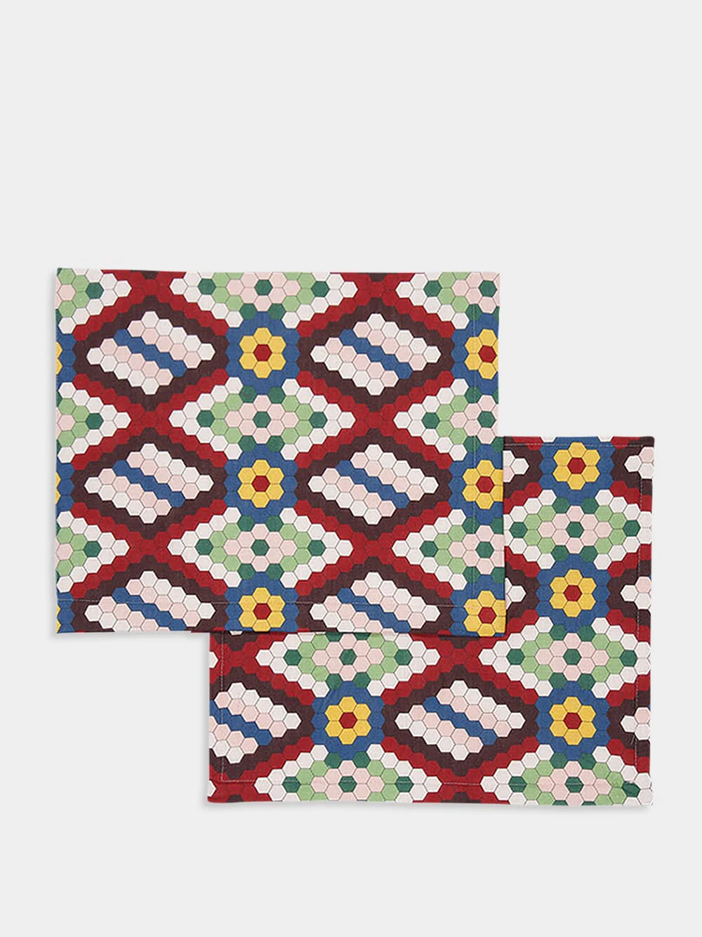 Set Of 2 Honeycomb Tiles Linen Placemats