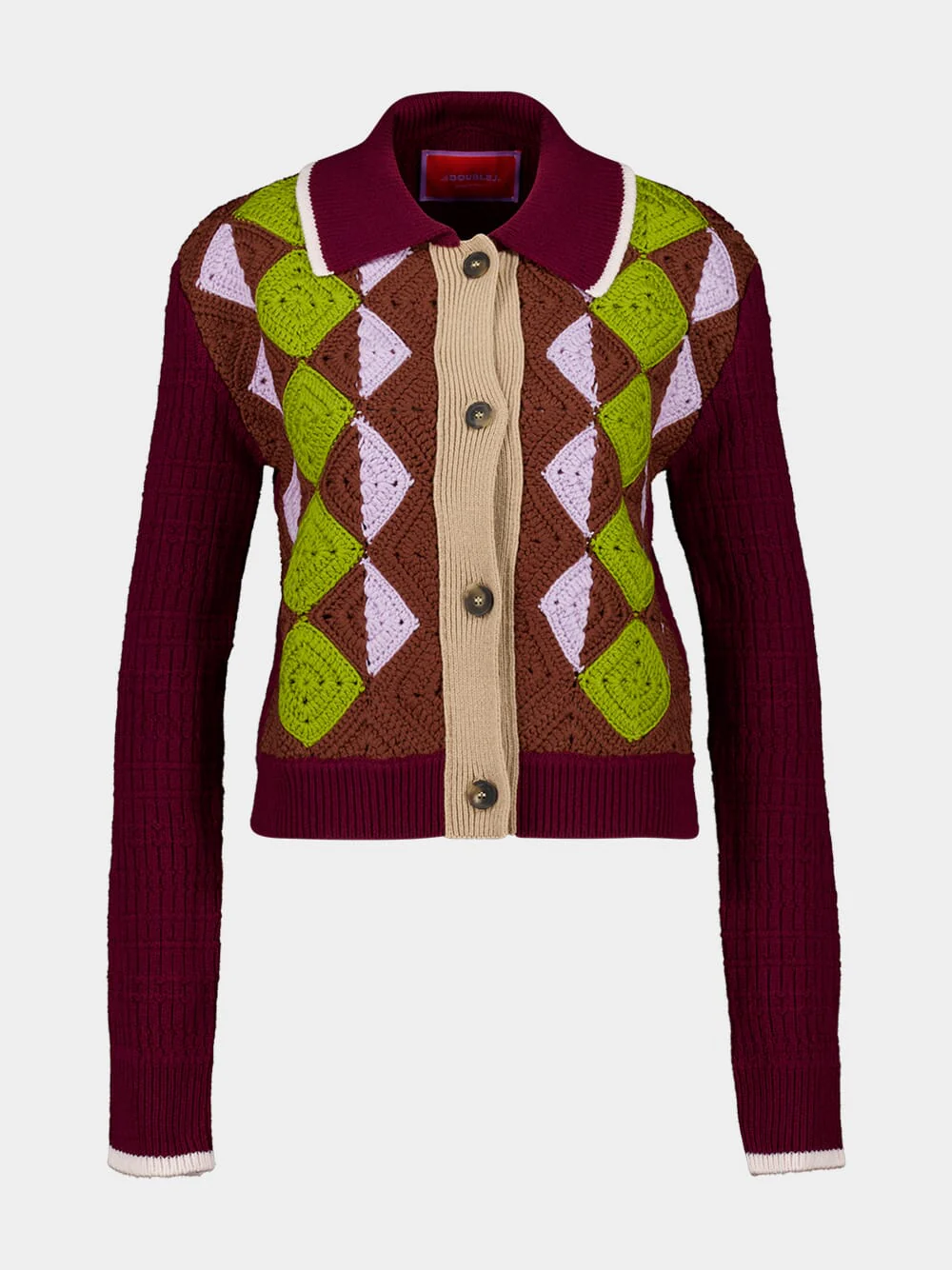 Multicolour Wool Crochet Mini Cardigan - Image 2