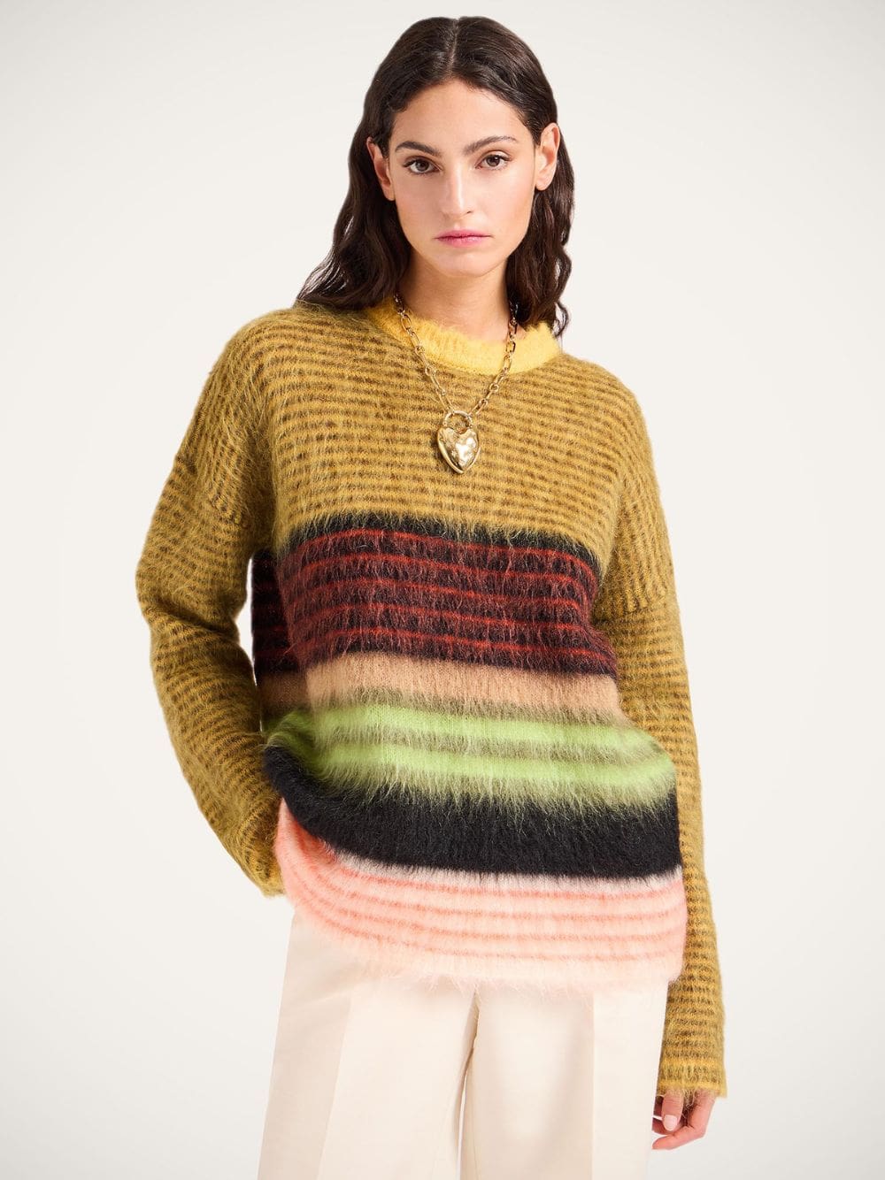 Multicolour Yellow Brushed Wool Brera Sweater
