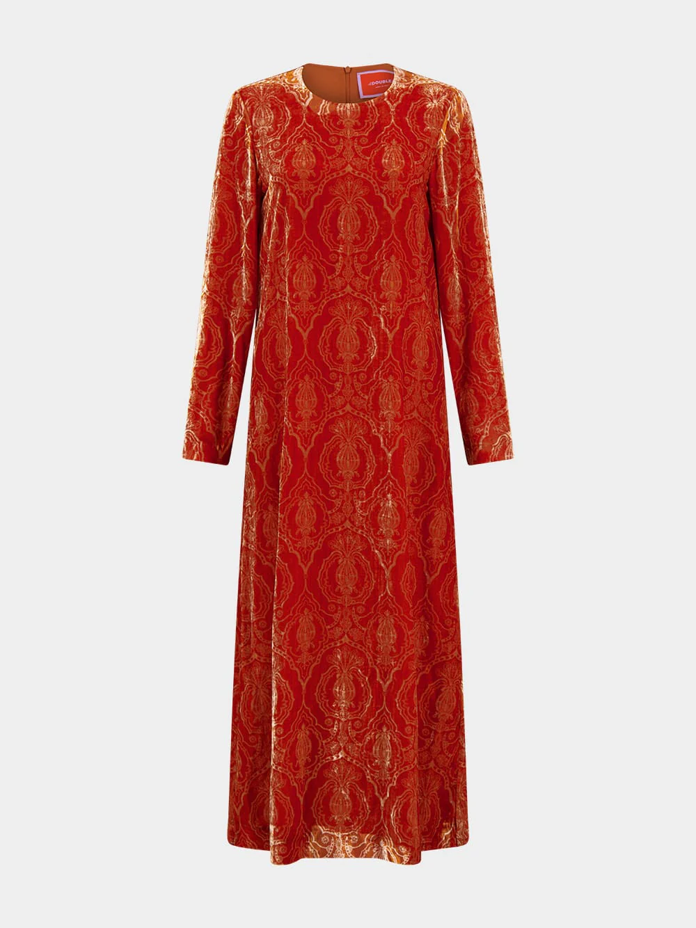 Orange Velvet Devoré Swing Dress - Image 2