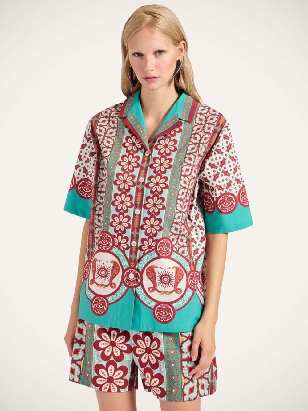 Pagoda Placée Cotton Poplin Bowling Shirt - Image 2