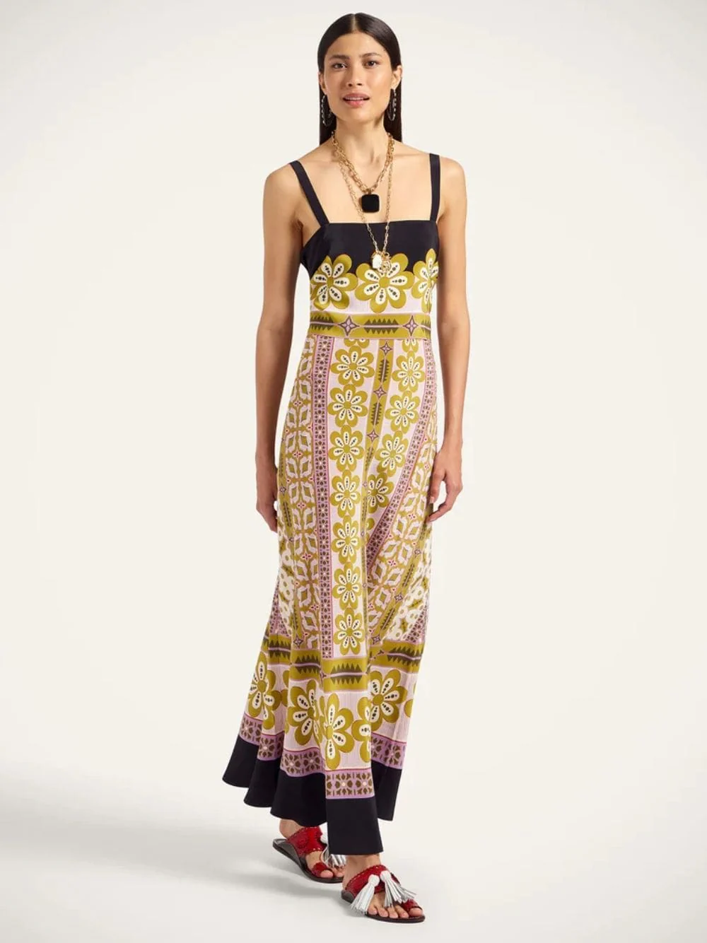 Pagoda Placée Silk Midi Dress - Image 2