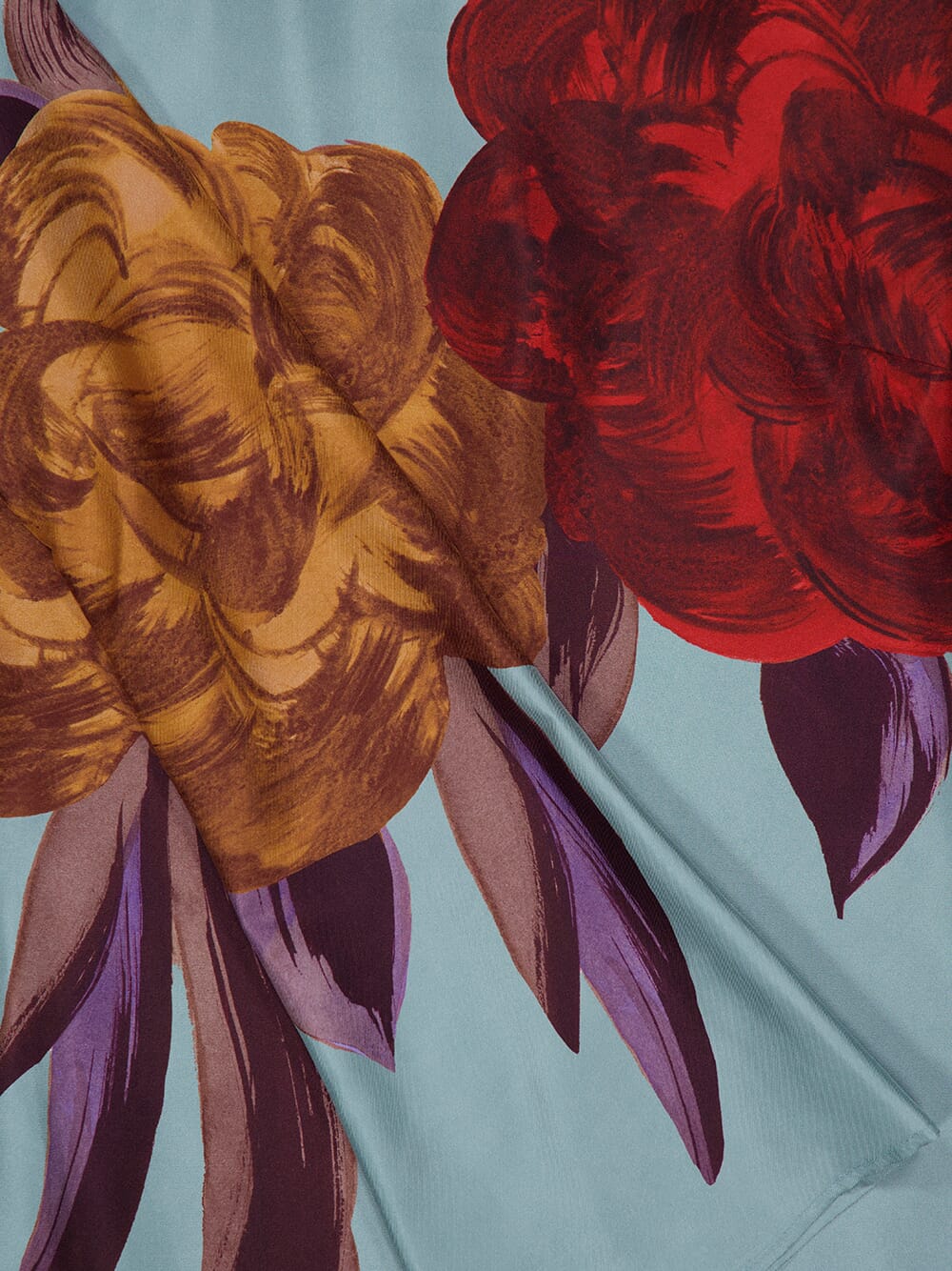 Peony Print Light Blue Silk Mini Dress - Image 6