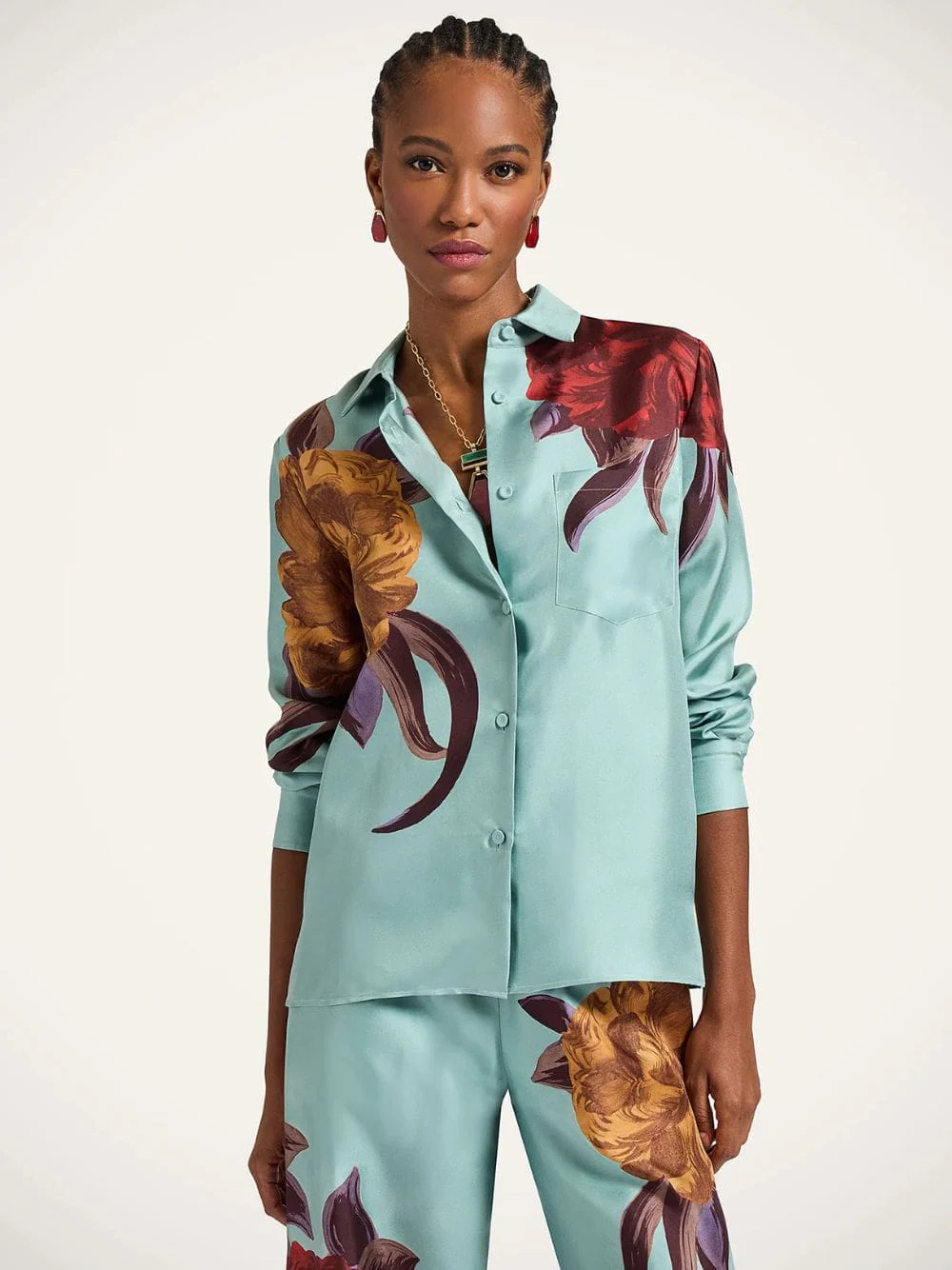 Peony Print Silk Twill Boy Shirt - Image 2