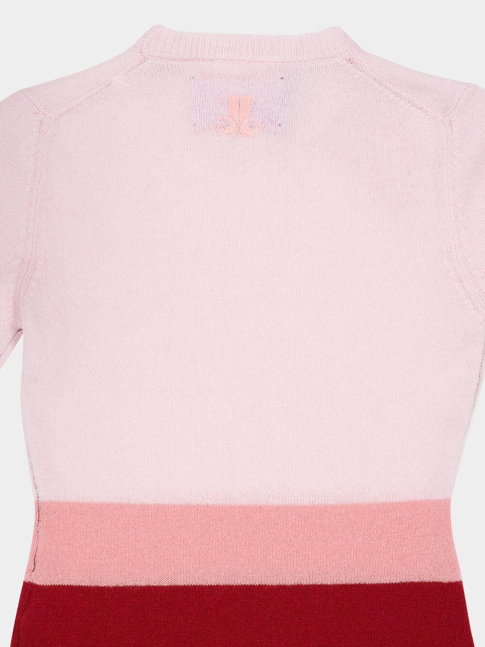 Pink and Bordeaux Tone Stripe Cashmere Crewneck Jumper - Image 5