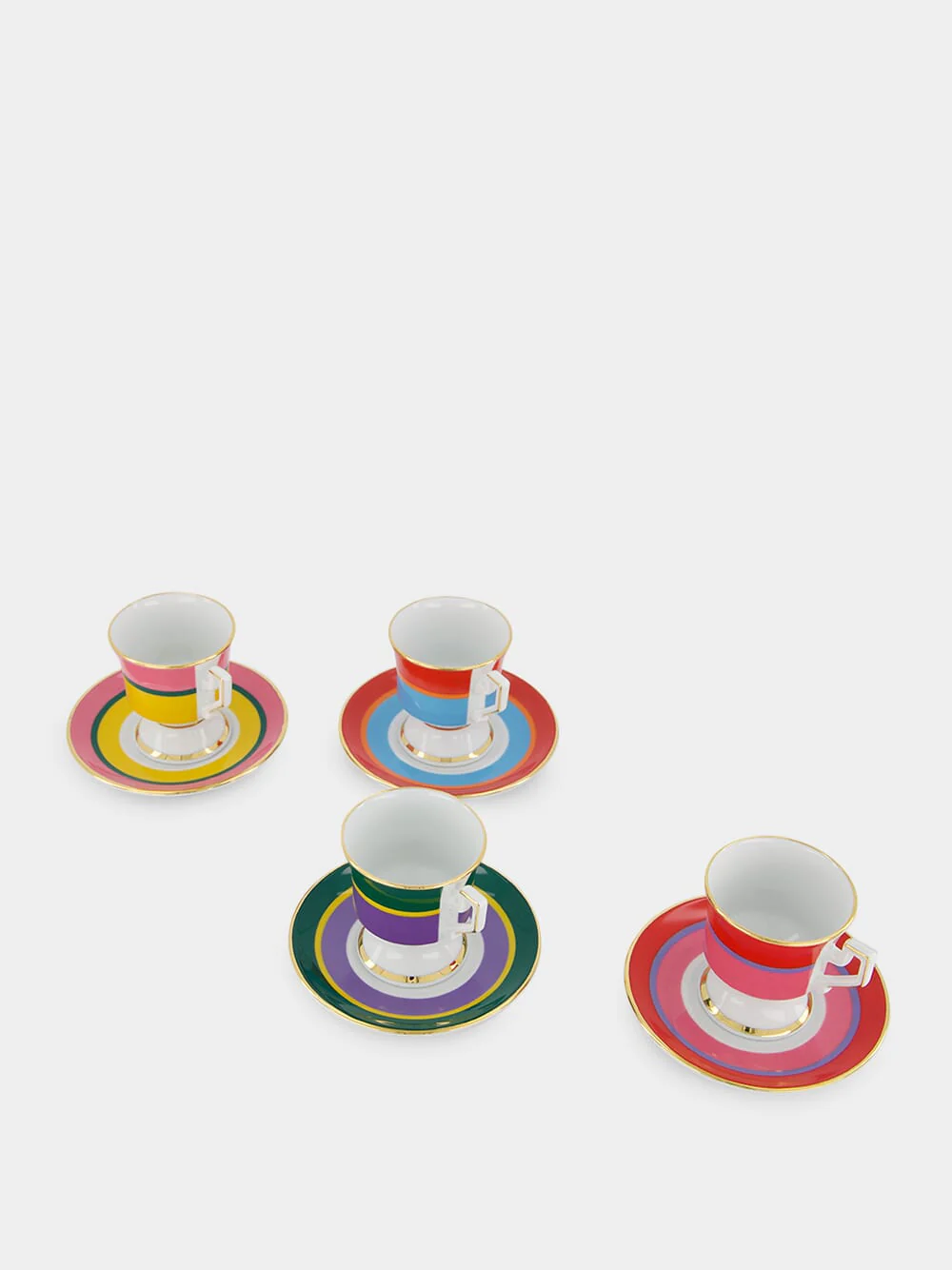 Set of 4 Rainbow Coffee Cup and Saucer - Image 2