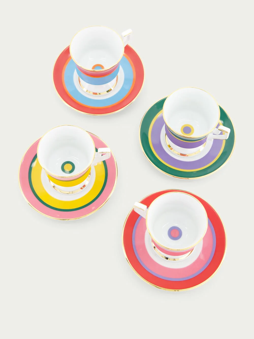 Set of 4 Rainbow Coffee Cup and Saucer - Image 3